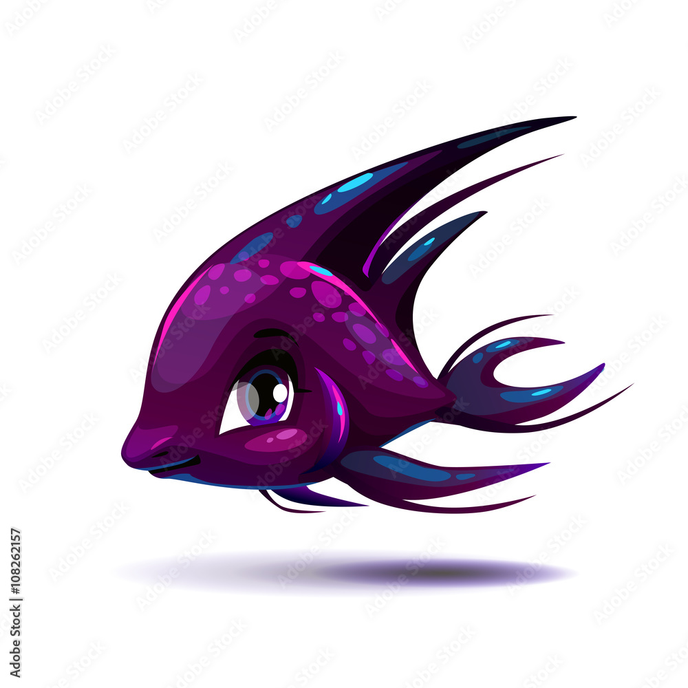 Poster cute fantasy black fish