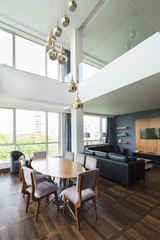  open plan living room of a luxury duplex apartment