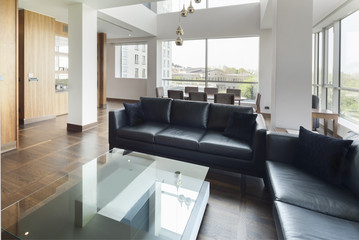  open plan living room of a luxury duplex apartment