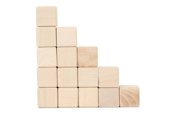 Wooden toy cubes isolated on a white