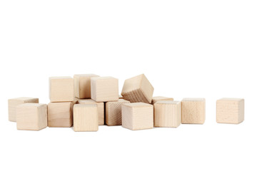 Wooden toy cubes isolated on a white