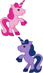 Pink And Purple Kawaii Unicorns - Rearing Up