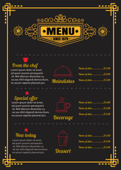 Brochure or poster Restaurant  food menu with Chalkboard Backgro - 108263784