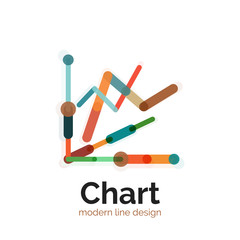 Thin line chart logo design. Graph icon modern colorful flat style