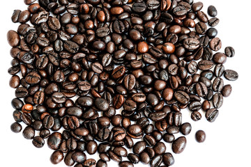 Coffee beans on white background.