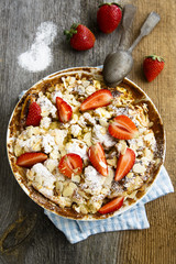 Pancake dessert with strawberries