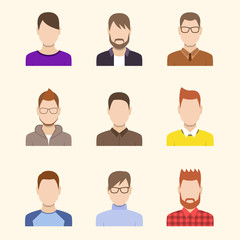 Boys Icons Set. Team Concept