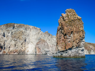 Fototapeta na wymiar Rock between Volcano adn Lipari, Aolian islands
