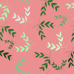 Seamless decorative template texture with green and beige leaves. Seamless stylized leaf pattern.