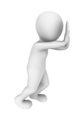 3d worker with heavy cargo. 