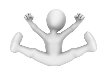 3d man happy jumps. 
