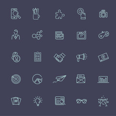 Thin line icons set. Icons for business, digital marketing.
