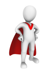 Brave 3d super hero with red cape. 