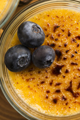 Creme brulee.French vanilla cream dessert with caramelised sugar