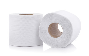 toilet paper on white background