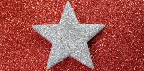 silver star of sheriff shining red luminescent background