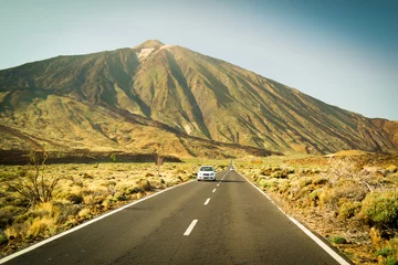 Foto op Canvas Volcano "Teide" with car at Tenerife, Canary Islands © Neissl