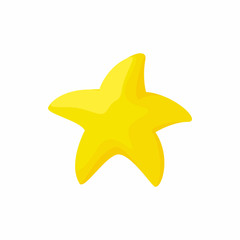 Gold starfish icon, cartoon style