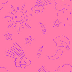 Illustration of star, sun, cloud, moon. Vector5