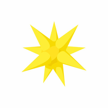 Gold moravian star icon, cartoon style
