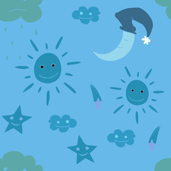 Fototapeta na wymiar Illustration of star, sun, cloud, moon. Vector8