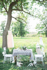 Served wedding table for two