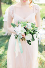  Beautiful bridal bouquet in close-up