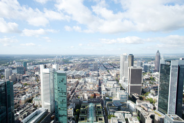 Fototapeta na wymiar Panoramic view of Frankfurt with main railroad station
