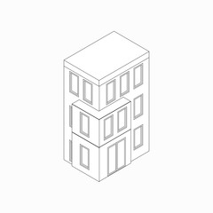 Low-rise building icon, isometric 3d style 