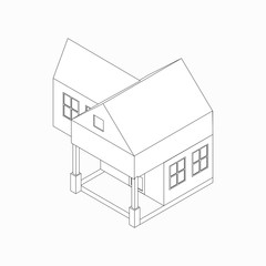 Detached house icon, isometric 3d style 