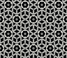 Flower hexagon seamless pattern background vector
