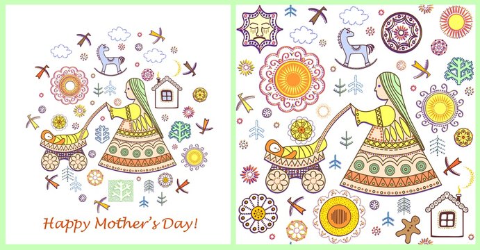 Vintage greeting card and wallpaper for Mothers day