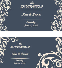 Set of floral invitations cards. Vintage invitations. Wedding in