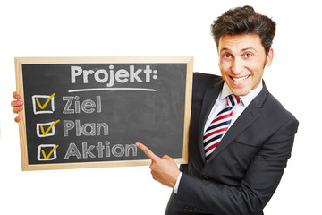 Ziel Plan Aktion für ein Projekt