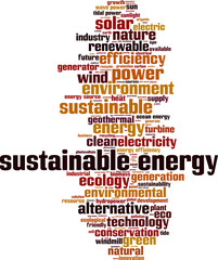 Sustainable energy word cloud concept. Vector illustration