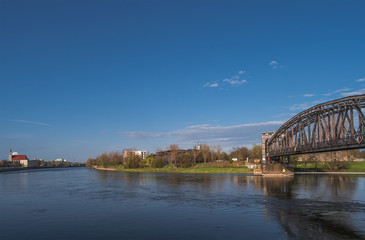 Fototapeta na wymiar View on Magdeburg city and Elbe in Spring, Magdeburg, Germany