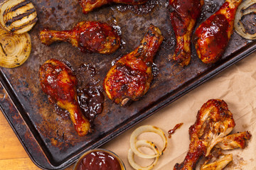 Barbecue Buffalo Chicken Drumsticks. Selective focus.