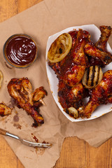 Barbecue Buffalo Chicken Drumsticks. Selective focus.