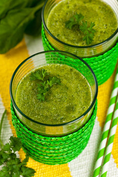 Green Vegetable Smoothie. Selective focus.