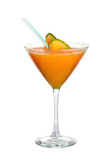 Melon Smoothie Isolated on white. Selective focus.