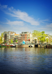 Amstel riverbank,  Amsterdam, Holland