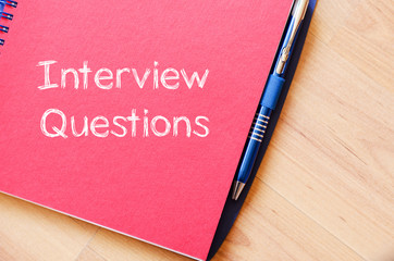 Interview questions write on notebook