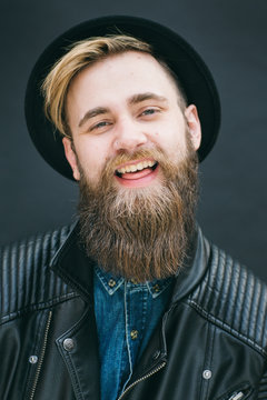 Portrait of hipster man in a studio