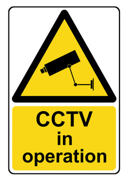 CCTV in operation yellow warning sign