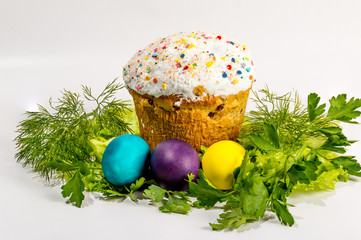 Easter cake and eggs