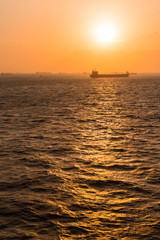 Fototapeta premium Vertical image of off-shore anchorage