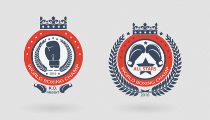 Boxing champ or team emblem set