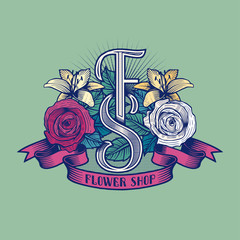 Flower shop vector logo