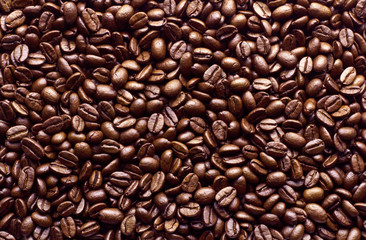 roasted coffee beans, brown coffee bean for background and textu
