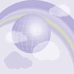 Blue Planet. Rainbow in the sky. Clouds.